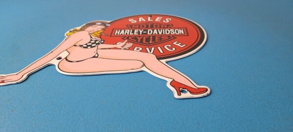 Vintage Harley Davidson Motorcycles Sign - Porcelain Gas Pump Sign - Image 11