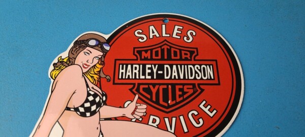 Vintage Harley Davidson Motorcycles Sign - Porcelain Gas Pump Sign - Image 13