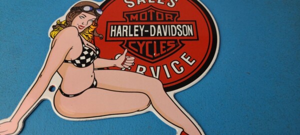 Vintage Harley Davidson Motorcycles Sign - Porcelain Gas Pump Sign - Image 4