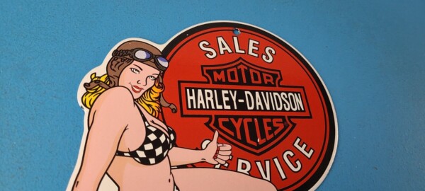 Vintage Harley Davidson Motorcycles Sign - Porcelain Gas Pump Sign - Image 5