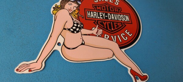 Vintage Harley Davidson Motorcycles Sign - Porcelain Gas Pump Sign - Image 6