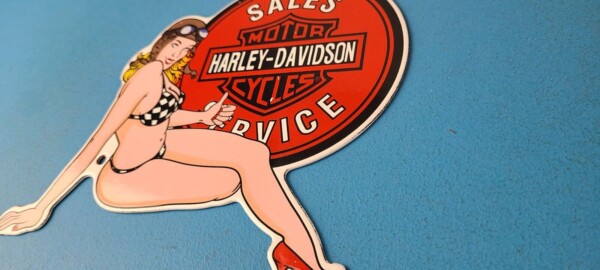 Vintage Harley Davidson Motorcycles Sign - Porcelain Gas Pump Sign - Image 9