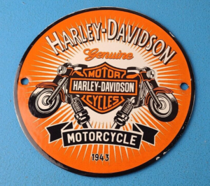 Vintage Harley Davidson Motorcycles Sign Spark Plugs Gas Pump Porcelain Sign 305900260234