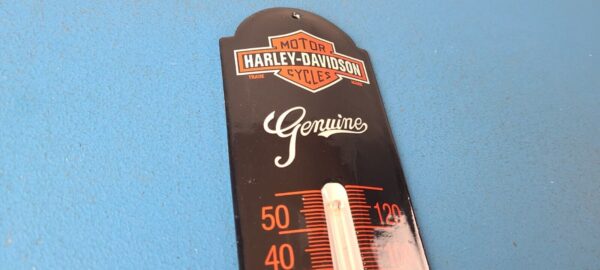 Vintage Harley Davidson Sign Motorcycle Pump Ad Sign on Porcelain Thermometer 305764185844 4