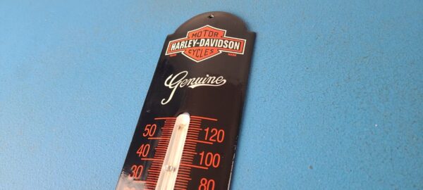 Vintage Harley Davidson Sign Motorcycle Pump Ad Sign on Porcelain Thermometer 305764185844 7