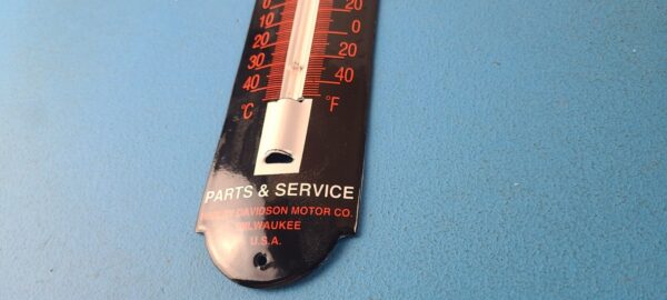 Vintage Harley Davidson Sign Motorcycle Pump Ad Sign on Porcelain Thermometer 305764185844 9