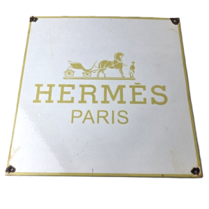Vintage Hermes Luxury Fashion Sign - Porcelain Store Display Gas Pump Sign