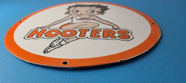 Vintage Hooters Sign Betty Boop Chicken Wing Gas Pump Porcelain Sign 305739850094 10