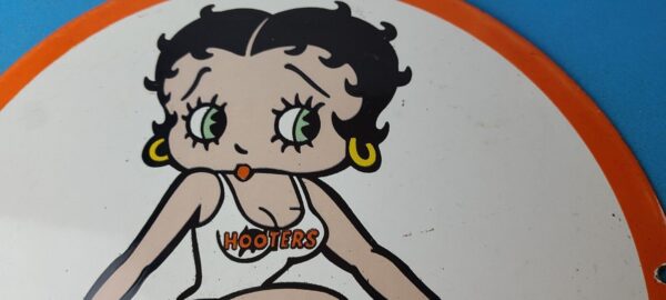 Vintage Hooters Sign Betty Boop Chicken Wing Gas Pump Porcelain Sign 305739850094 2