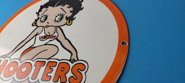 Vintage Hooters Sign Betty Boop Chicken Wing Gas Pump Porcelain Sign 305739850094 8