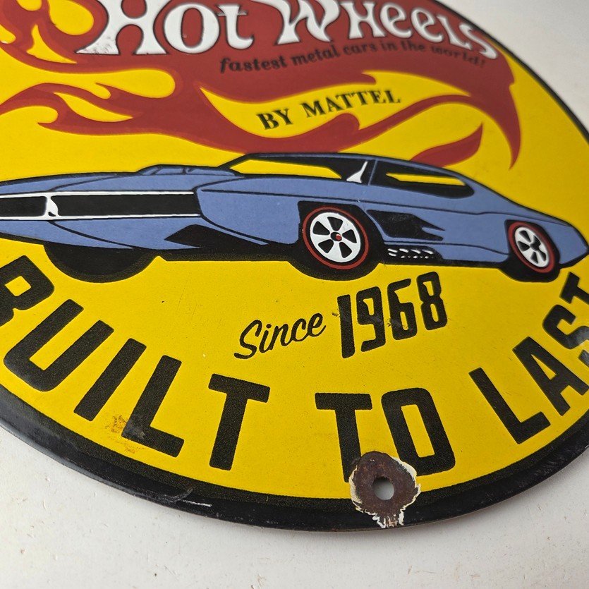 Vintage Hot Wheels Sign - Mattel Die Cast Cars Porcelain Gas Station Pump Sign - Image 11