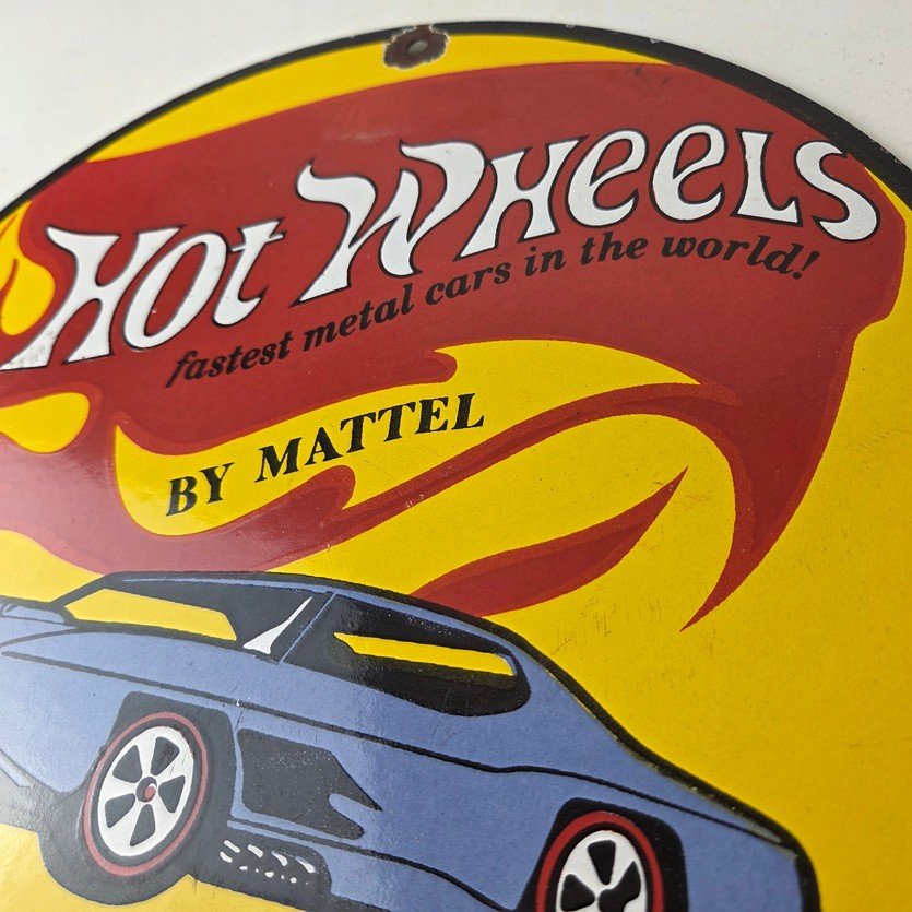 Vintage Hot Wheels Sign - Mattel Die Cast Cars Porcelain Gas Station Pump Sign - Image 12