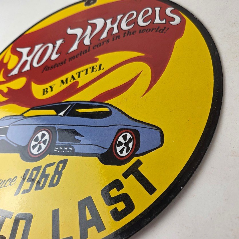 Vintage Hot Wheels Sign - Mattel Die Cast Cars Porcelain Gas Station Pump Sign - Image 13