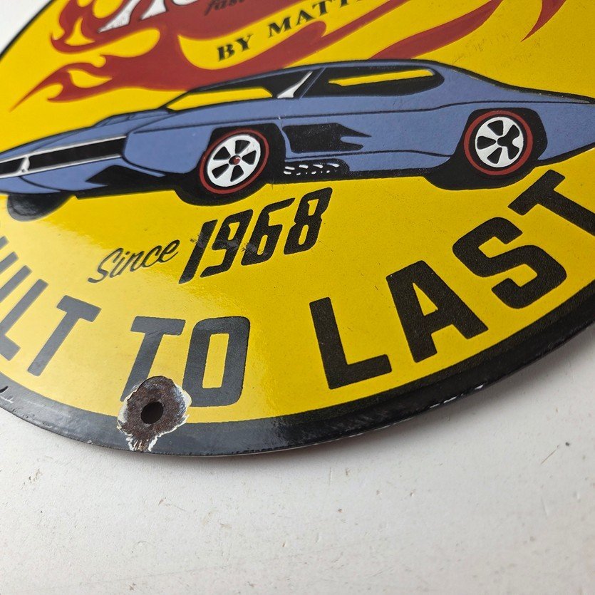 Vintage Hot Wheels Sign - Mattel Die Cast Cars Porcelain Gas Station Pump Sign - Image 14