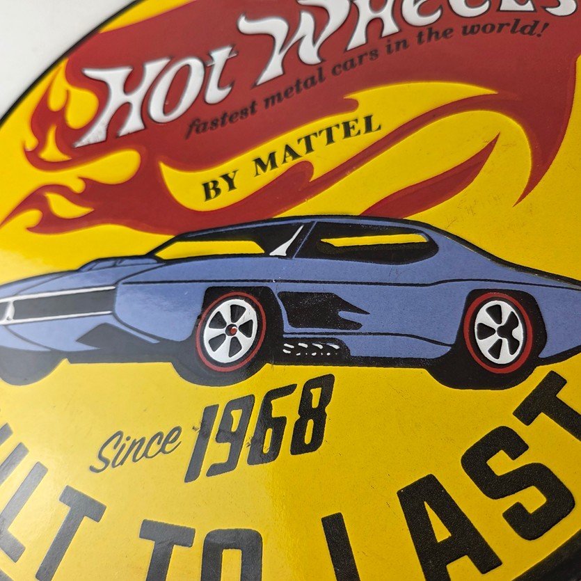 Vintage Hot Wheels Sign - Mattel Die Cast Cars Porcelain Gas Station Pump Sign - Image 4