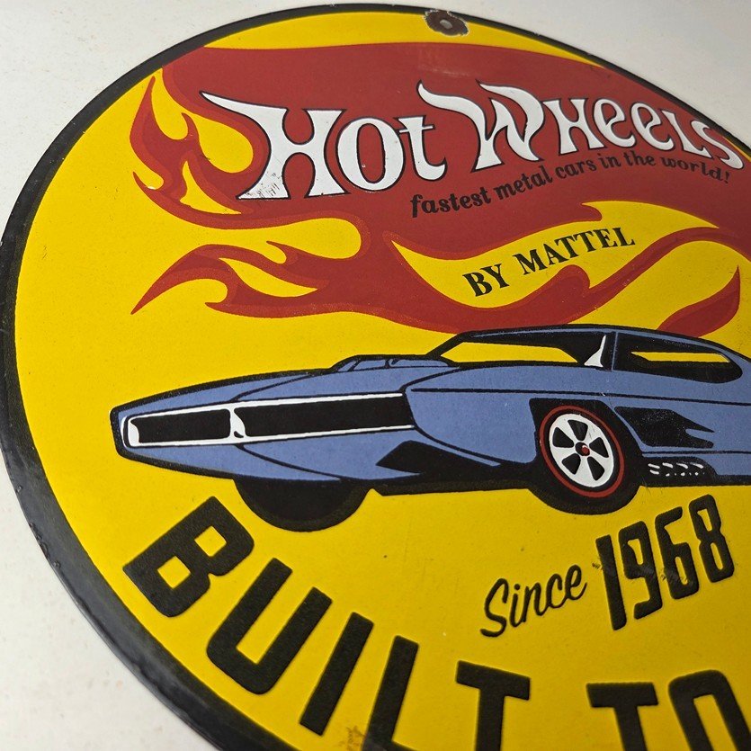 Vintage Hot Wheels Sign - Mattel Die Cast Cars Porcelain Gas Station Pump Sign - Image 6