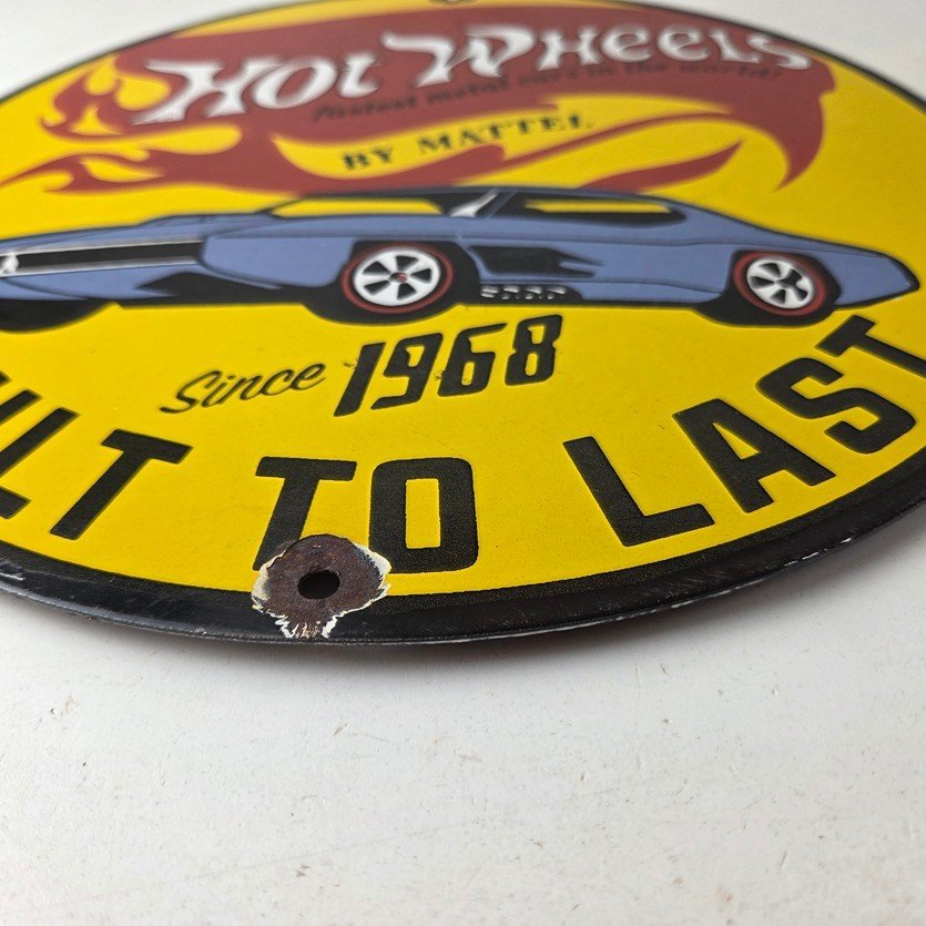 Vintage Hot Wheels Sign - Mattel Die Cast Cars Porcelain Gas Station Pump Sign - Image 10
