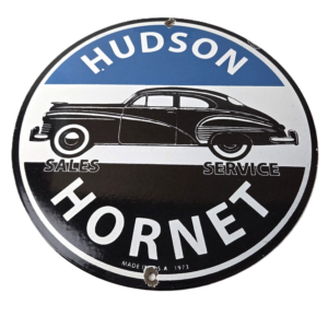 Vintage Hudson Automobiles Sign - Hornet Gas Service Station Porcelain Sign