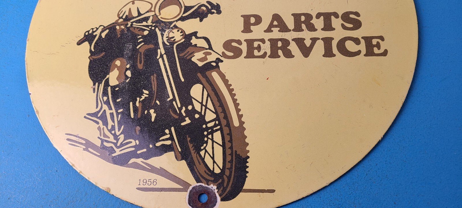 Vintage Indian Motorcycles Sign - Porcelain Gas Pump Parts & Service Sign - Image 12