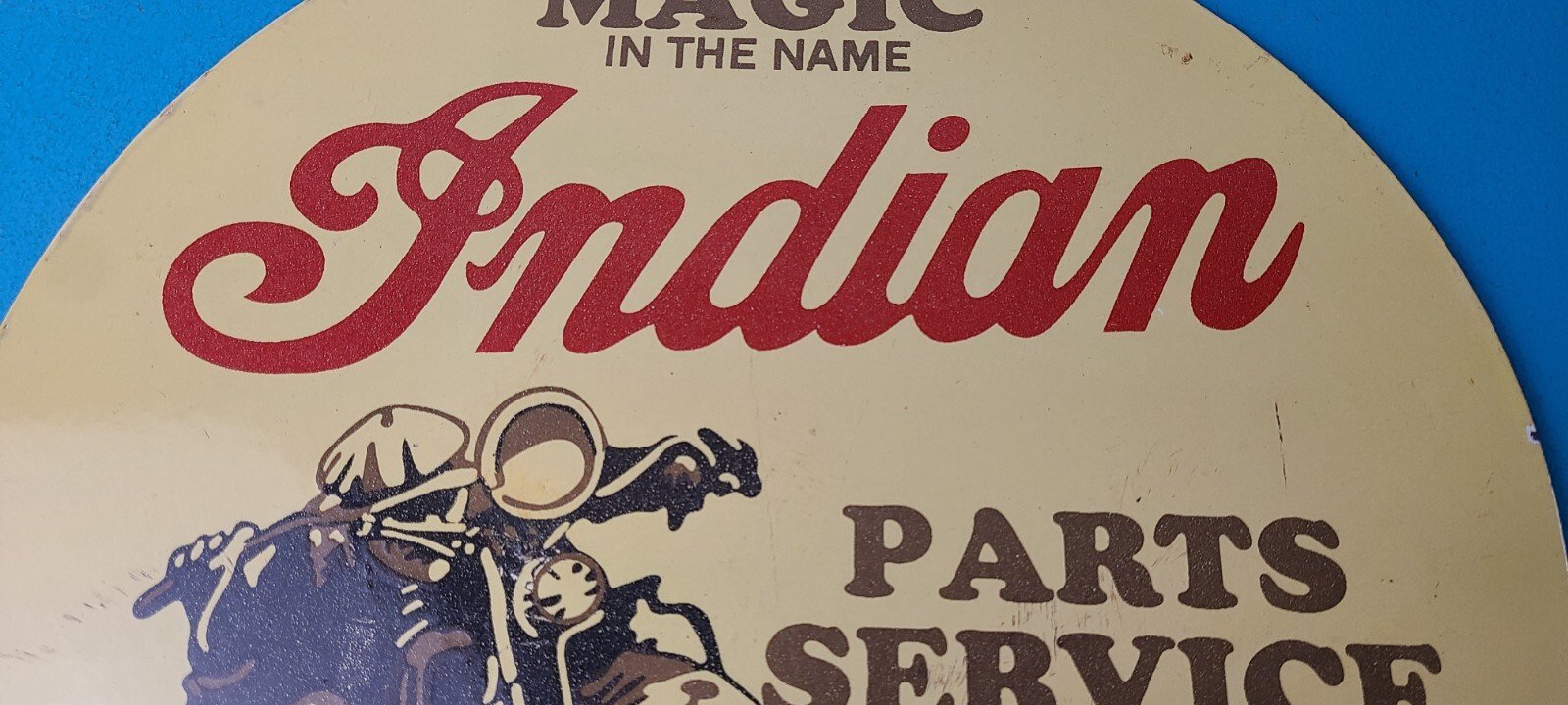 Vintage Indian Motorcycles Sign - Porcelain Gas Pump Parts & Service Sign - Image 3