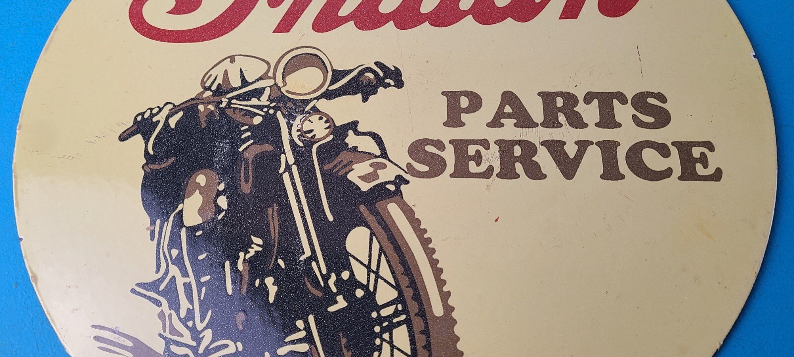 Vintage Indian Motorcycles Sign - Porcelain Gas Pump Parts & Service Sign - Image 4
