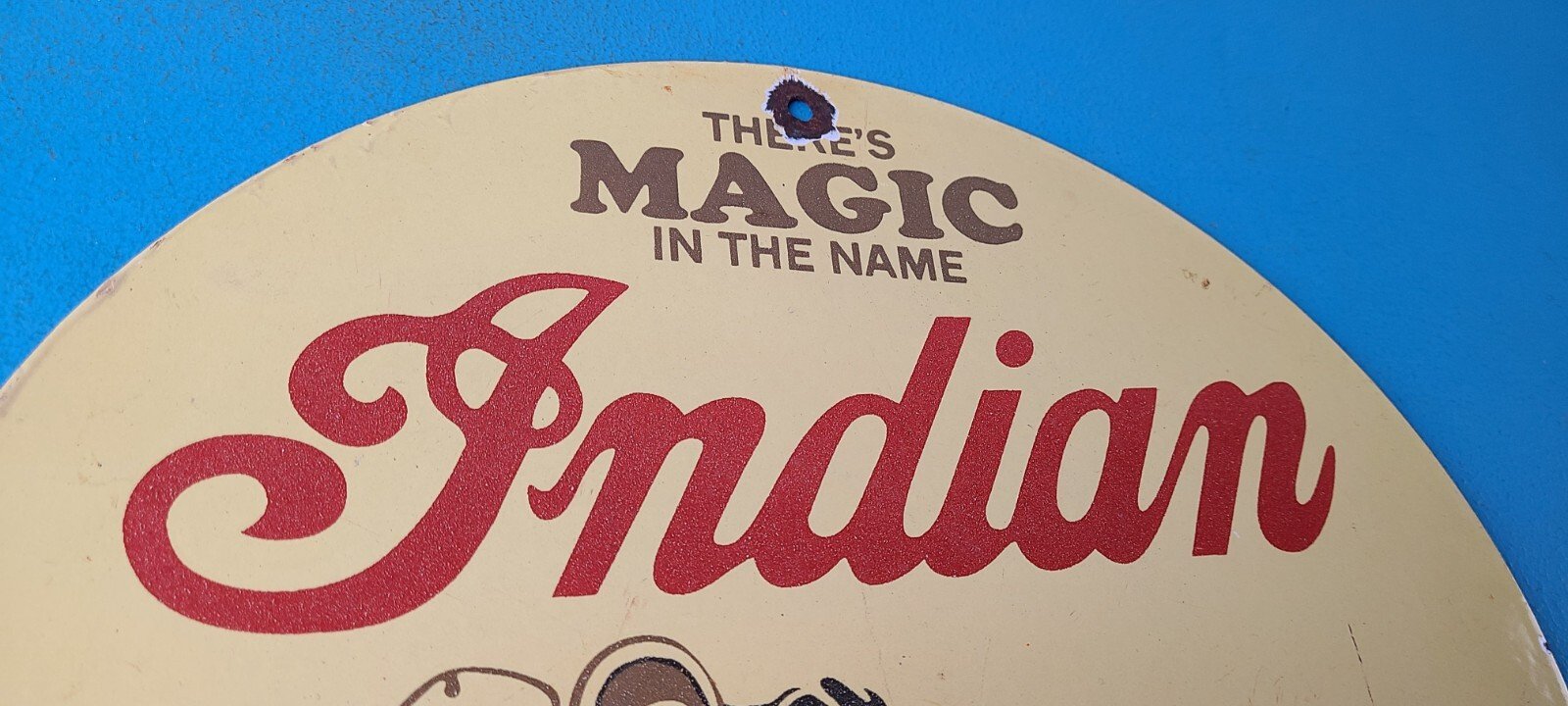 Vintage Indian Motorcycles Sign - Porcelain Gas Pump Parts & Service Sign - Image 5