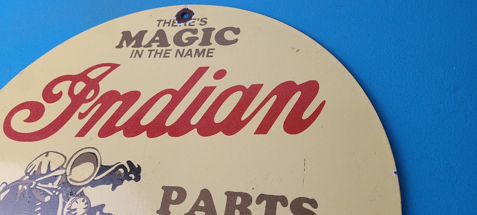 Vintage Indian Motorcycles Sign - Porcelain Gas Pump Parts & Service Sign - Image 8