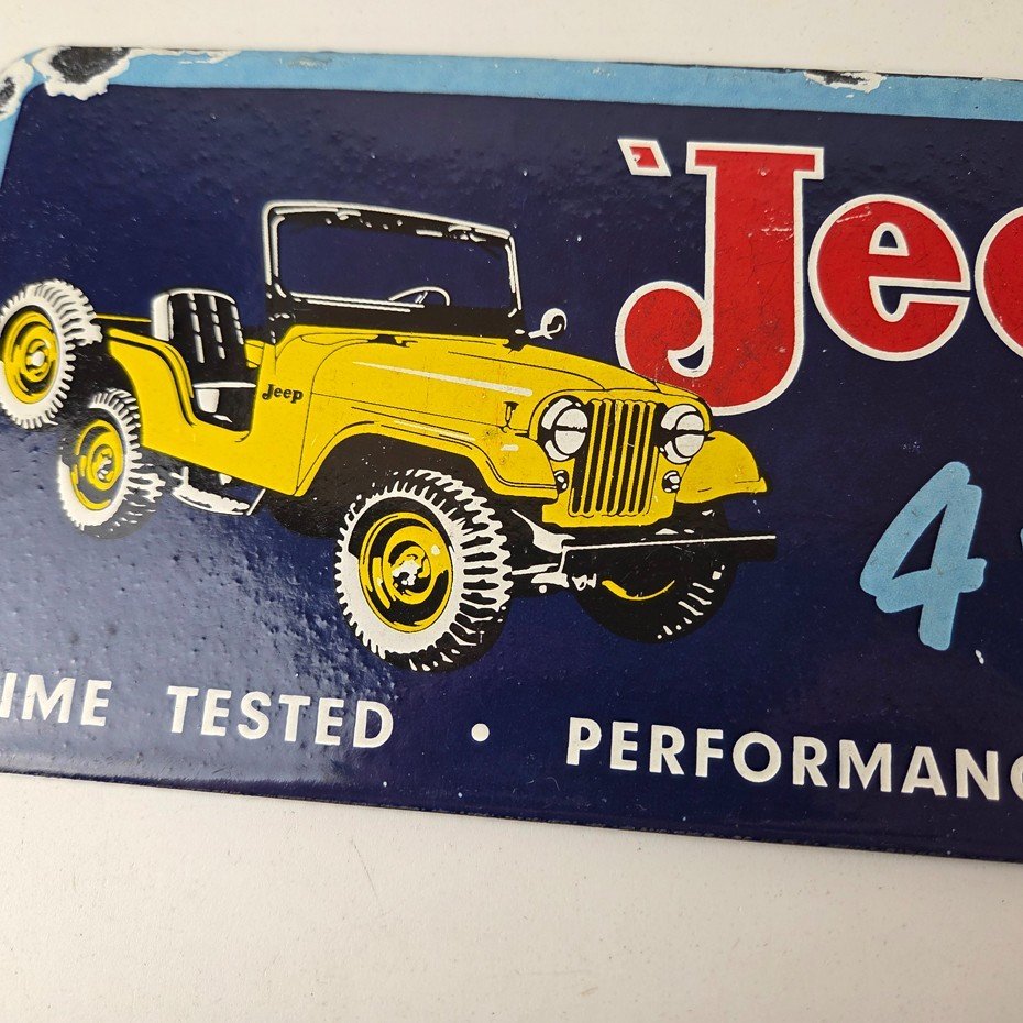 Vintage Jeep Vehicles Sign - Truck Parts 4 Wheel Drive Gas Pump Porcelain Sign - Image 3