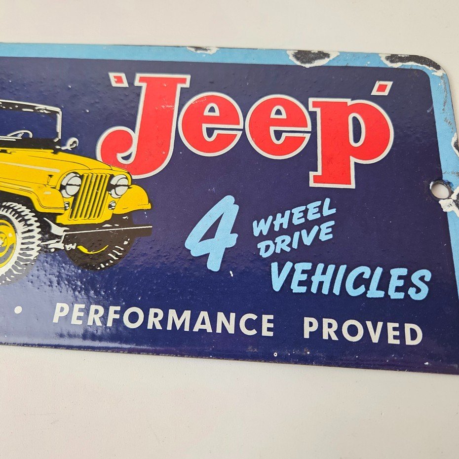 Vintage Jeep Vehicles Sign - Truck Parts 4 Wheel Drive Gas Pump Porcelain Sign - Image 4
