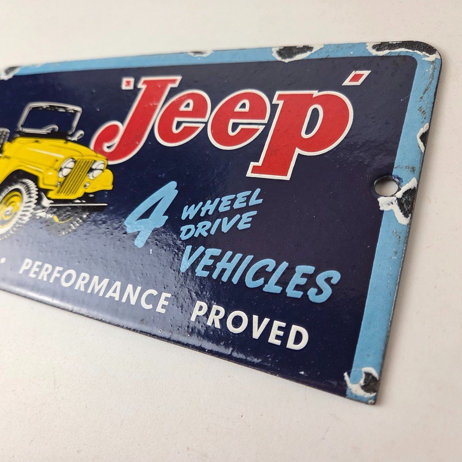 Vintage Jeep Vehicles Sign - Truck Parts 4 Wheel Drive Gas Pump Porcelain Sign - Image 8