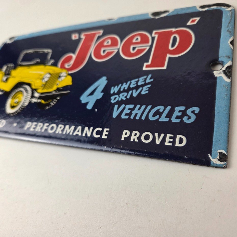 Vintage Jeep Vehicles Sign - Truck Parts 4 Wheel Drive Gas Pump Porcelain Sign - Image 9