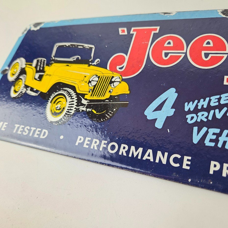 Vintage Jeep Vehicles Sign - Truck Parts 4 Wheel Drive Gas Pump Porcelain Sign - Image 10
