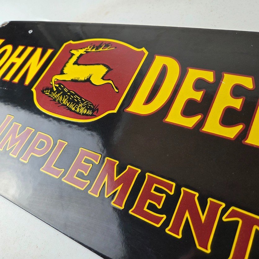 Vintage John Deere Porcelain Sign - Farm Implements Tractor Gas Pump Sign - Image 12