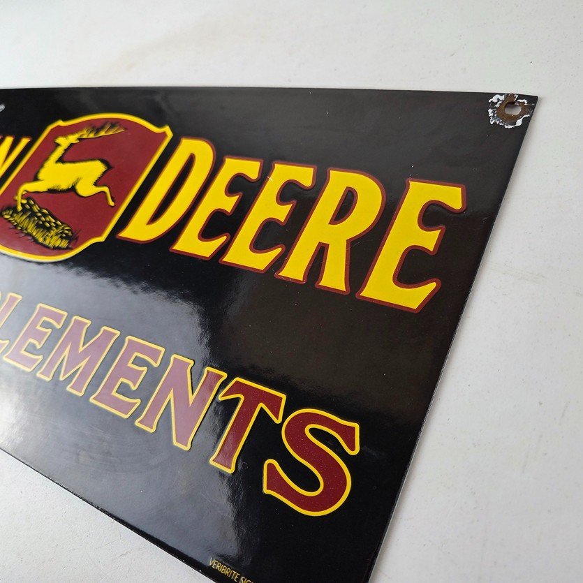 Vintage John Deere Porcelain Sign - Farm Implements Tractor Gas Pump Sign - Image 13