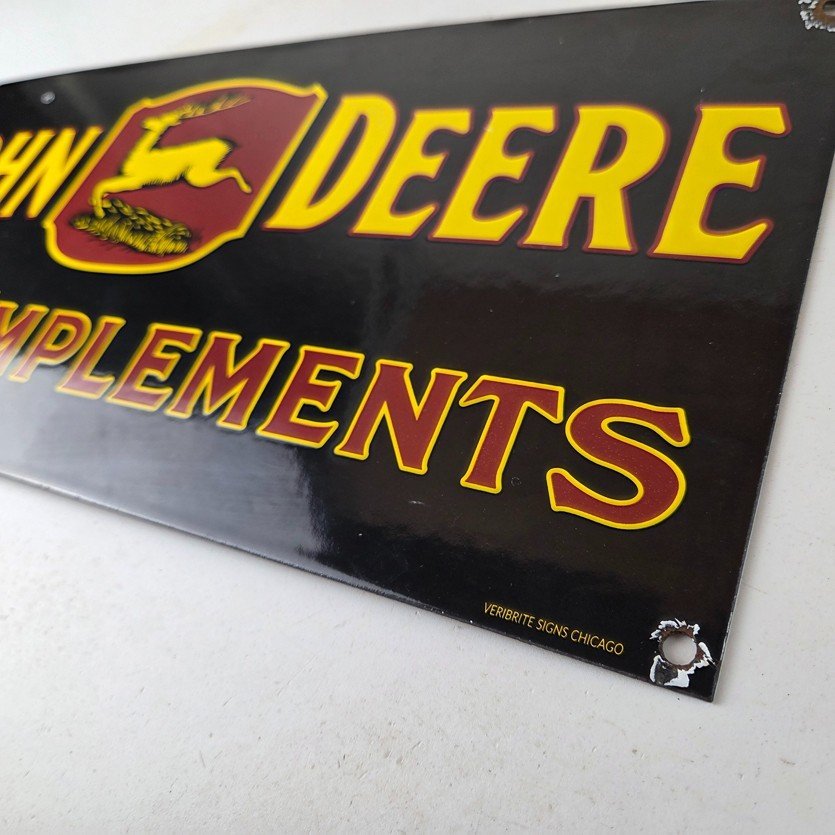 Vintage John Deere Porcelain Sign - Farm Implements Tractor Gas Pump Sign - Image 14
