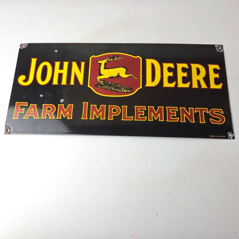 Vintage John Deere Porcelain Sign - Farm Implements Tractor Gas Pump Sign - Image 15