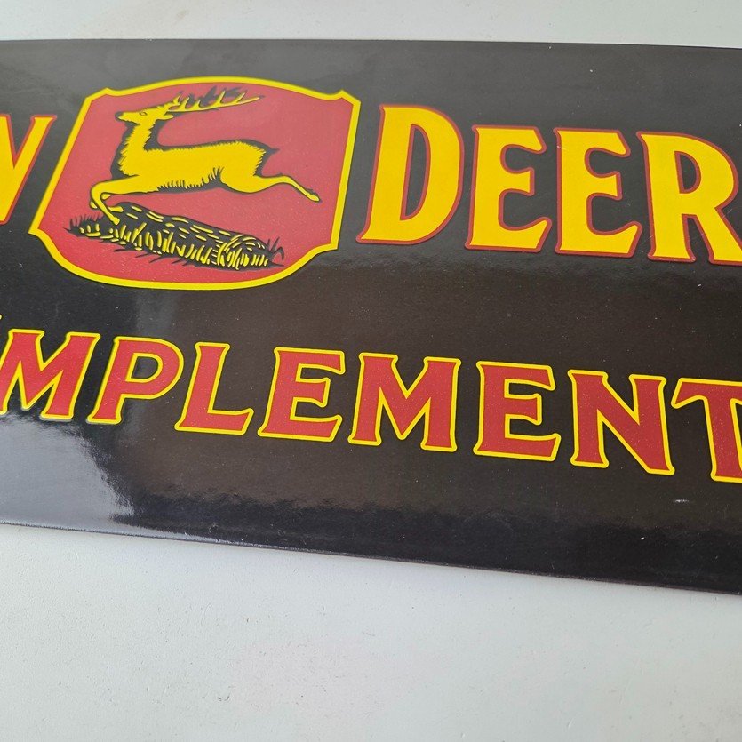 Vintage John Deere Porcelain Sign - Farm Implements Tractor Gas Pump Sign - Image 3