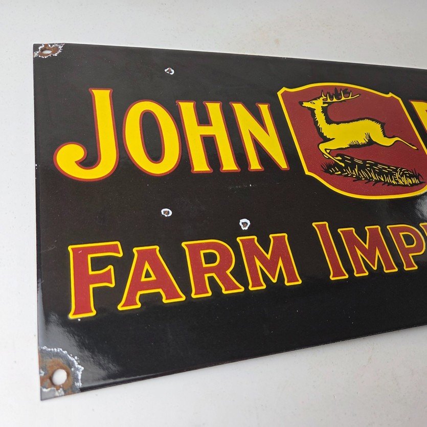 Vintage John Deere Porcelain Sign - Farm Implements Tractor Gas Pump Sign - Image 5