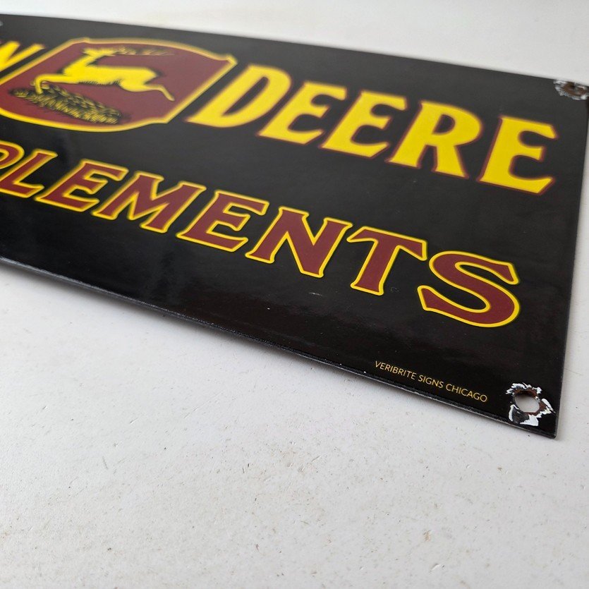 Vintage John Deere Porcelain Sign - Farm Implements Tractor Gas Pump Sign - Image 10