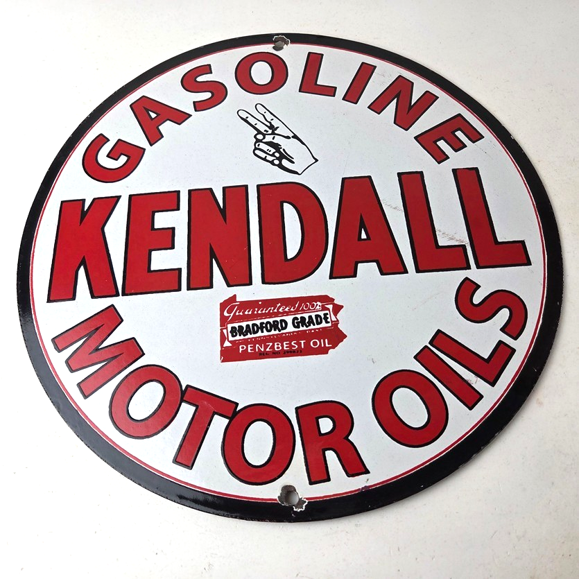 Vintage Kendall Gasoline Motor Oils Porcelain Sign - Bradford Grade Sign - Image 15