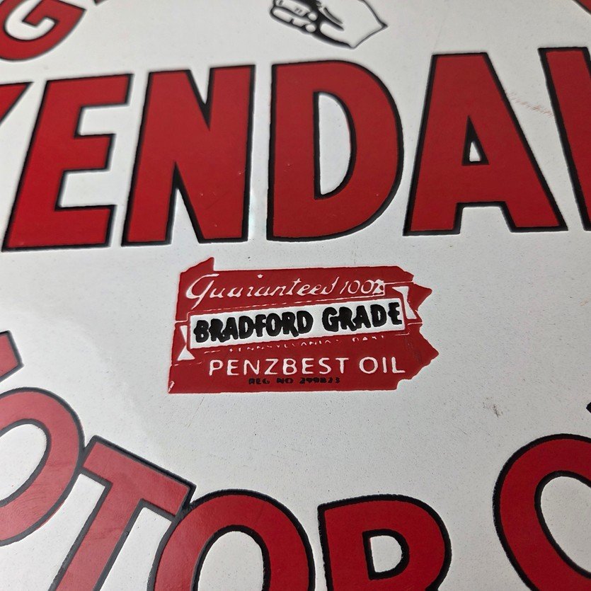 Vintage Kendall Gasoline Motor Oils Porcelain Sign - Bradford Grade Sign - Image 4