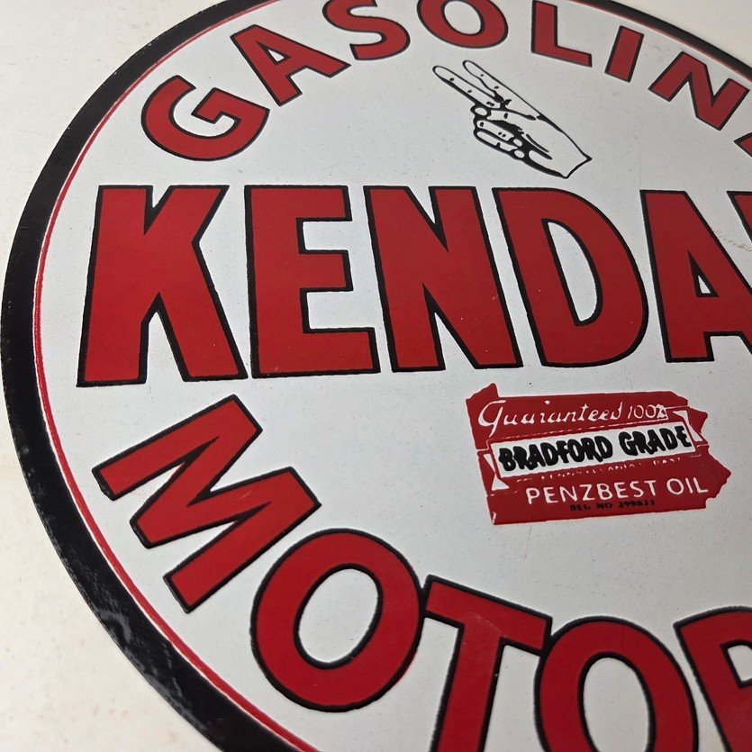 Vintage Kendall Gasoline Motor Oils Porcelain Sign - Bradford Grade Sign - Image 6