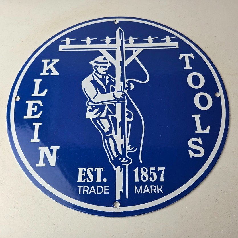 Vintage Klein Tools Porcelain Sign - Auto Mechanic Gas Service Shop Garage Sign - Image 15