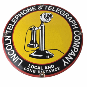 Vintage Lincoln Telephones Sign - Telegraph Phone Gas Porcelain Sign