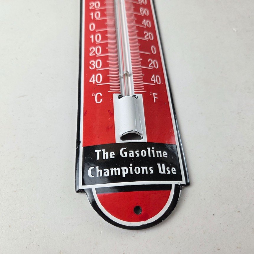 Vintage Lion Gas Sign - Service Station Pump Ad Sign on Porcelain Thermometer - Image 11