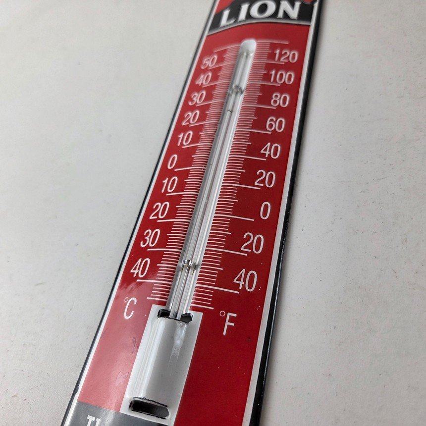 Vintage Lion Gas Sign - Service Station Pump Ad Sign on Porcelain Thermometer - Image 13