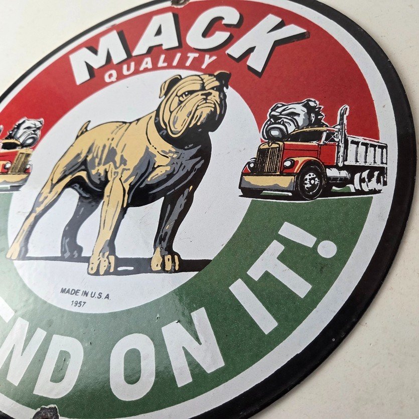 Vintage Mack Trucks Sign - Sales Service Gas Pump Porcelain Ad Sign - Image 13