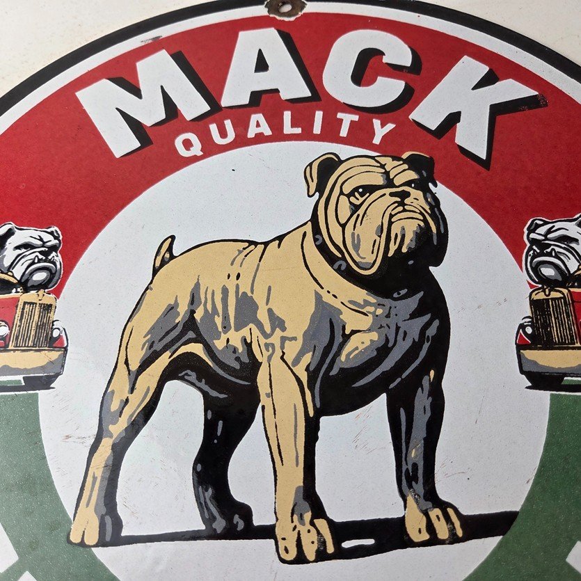 Vintage Mack Trucks Sign - Sales Service Gas Pump Porcelain Ad Sign - Image 3