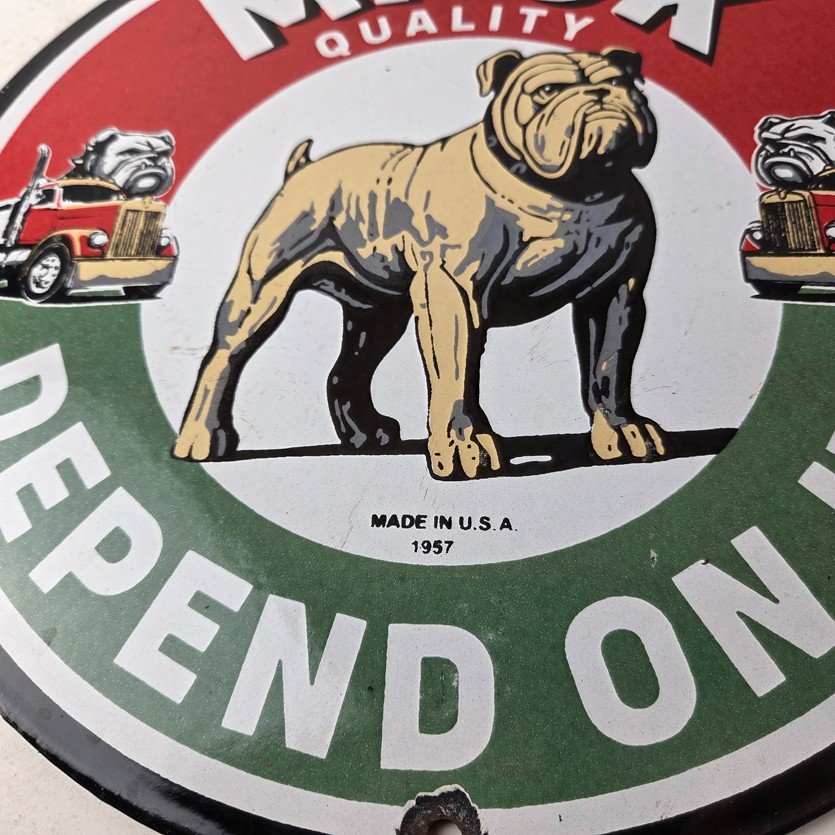 Vintage Mack Trucks Sign - Sales Service Gas Pump Porcelain Ad Sign - Image 4