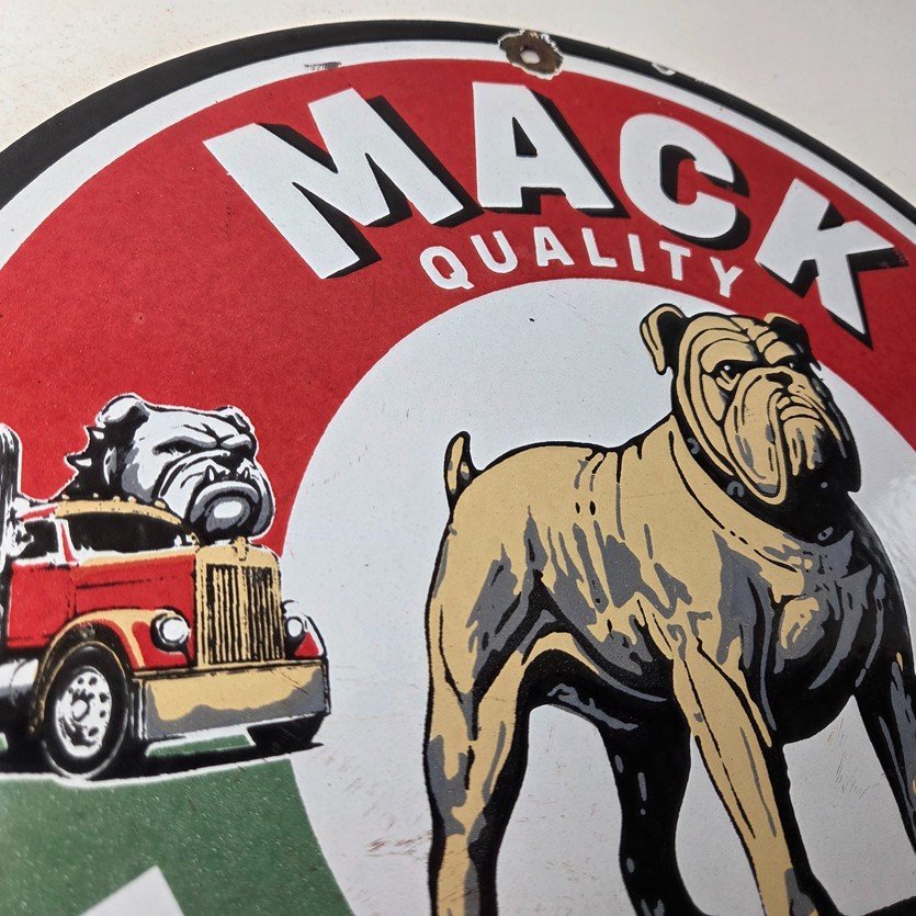 Vintage Mack Trucks Sign - Sales Service Gas Pump Porcelain Ad Sign - Image 5